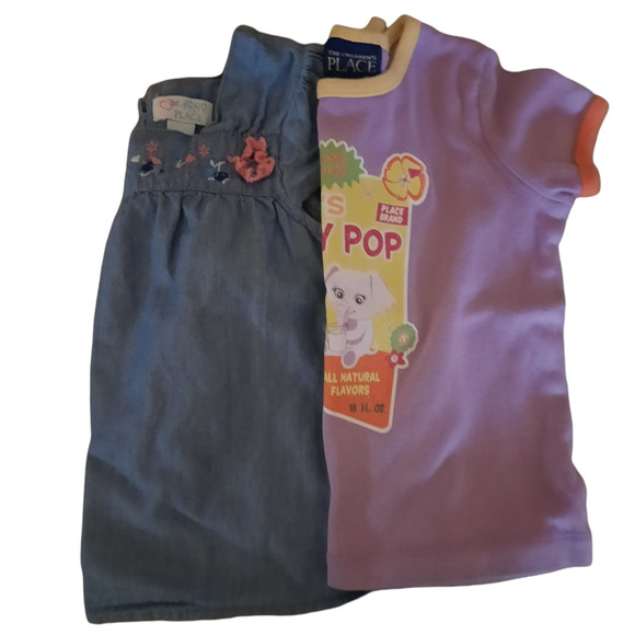 Bundle of 2 Children's Place Size 3T Girl Short Sleeve Blue Purple Tops - Picture 1 of 10